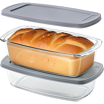 Navaris Molde Pan de Cristal con Tapa - 4x Fuente para Horno de Vidrio de Borosilicato 1,8 L - 4x Molde Rectangular Reposteria Congelar y Recalentar - Apto Microondas Lavavajillas