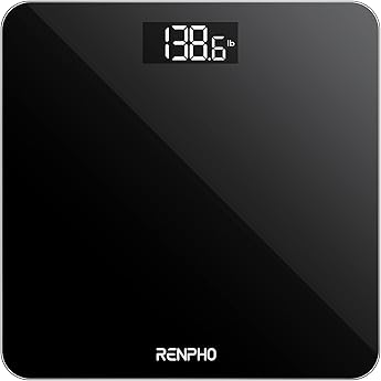 Healthkeep Báscula de Baño Digital,Balanza Peso Corporal de Alta Medición Precisa,Máximo 180kg, con Tecnología Step-On, Negro