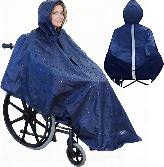 Poncho de lluvia reflectante de alto brillo para silla de ruedas, poncho de lluvia para discapacitados, impermeable para personas mayores, poncho impermeable para silla de ruedas, cobertura