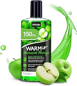 JOYDIVISION WARMup Green Apple Massage Oil 150ml | Heat Effect Body Massage Liquid | Massage Oil with Apple Smell and Flavor | Massage Oil for Couples
