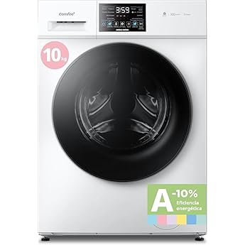 COMFEE' CFP03EW100W-HL Lavadora 10 kg de carga, Clase A -10%, Cuidado con vapor, Motor BLDC, Aprobada por Woolmark, Panel táctil, blanco