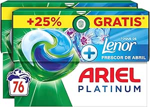 ARIEL PODS Platinum Washing Machine Liquid Detergent 76 Capsules/Tablets, Soap Fresh April, Deep Cleaning Even in Colder Cycles