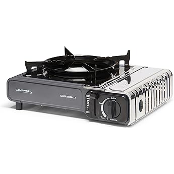 Campingaz Camp Bistro 3 Combo Hornillo y Plancha | Hornillo Camping de 1 Quemador | 2200 vatios | Cocina portátil compacta para Exteriores | Incluye Estuche de Transporte para facilitar su Transporte
