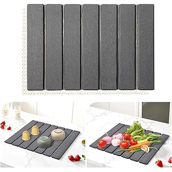 Esterilla Plegable Absorbente de Agua de diatomita, Esterilla de diatomita Antideslizante de Secado rápido, superabsorbente, Resistente al Calor para Cocina y baño, Gris Oscuro, 60 x 39 cm