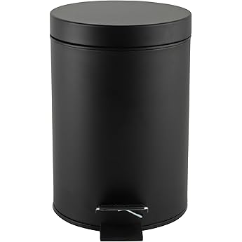 SONGMICS Cubo de Basura de Baño, 6 L, Cubo de Acero con Tapa de Cierre Suave, Cubo Interior, para Residuos, Dormitorio, Blanco Nube LTB016WZ02