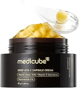 medicube Deep Vitamin C Golden Capsule Facial Moisturizer, Liposomal Wrinkles Capsules, Clear Gel for Radiant and Luminous Skin, for Korean Skin Care 50ml