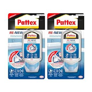 Pattex Baño Sano RE-NEW, White Silicone for Clean Gaskets in Easy Steps, Silicone Resistant to Mildew Fast, Kitchen and Bathroom Joint Sealer, 1x80 ml (Pack of 2)
