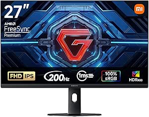 XIAOMI G27i 2026 Gaming Monitor 27 Inch FHD, 200Hz, 1ms, Fast IPS, FreeSync Premium, HDR10, 99% sRGB, TÜV Low Blue Light, 1920x1080, HDMI, DP - Black