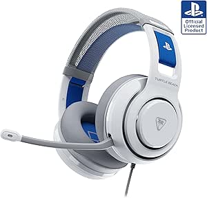Turtle Beach Atlas 200 White Officially Licensed Wired Gaming Headset for PlayStation, PS5, PS4, 50mm Nanoclear Transducers, Microphone with Mute Function Flip