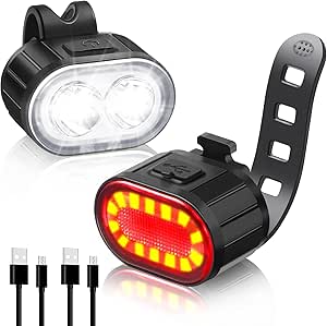 Blendura Luces Bicicleta Delantera y Trasera, USB Recargable Luz Bicicleta Delantera y Trasera Luz Bicicleta, Luces para Bicicletas Adecuada para de Carretera Montaña