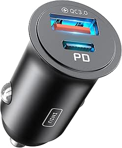 INIU Car Charger Quick Charge 60W, Car Cigarette Lighter Charger, 12V USB-C Mobile Car Charger for iPhone 17 16 15 Pro Max, Samsung S25, Xiaomi, Camper, Van, Truck, Fiat Peugeot, BMW etc