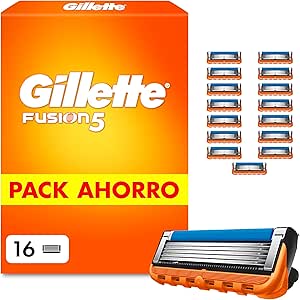 Gillette Fusion5 Men's Razor Blades, Pack of 16 – Refills for Razors with 5 Blades, Lubricating Gel Band and Precision Trimmer