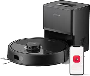 roborock Q7L5+ 8000 Pa Robot Vacuum Cleaner and Scrubber, 7 Weeks Self-Emptying, Double Anti-Tangle, PreciSense LiDAR Navigation, Hard Floors, Carpets and Pet Hair, Black