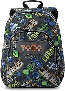 TOTTO - Mochila Escolar Adaptable a Carro, Modelo Acuareles, Capacidad 20 L, Bolsillo Pc 14, Bolsillos Botella, Espaldar Ergonómico con Flujo de Aire, Cómodas Correas en S, Estampado Adventur