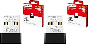 MERCUSYS MA14N USB Wi-Fi 6 AX300 Nano-Size Adapter - Up to 287 Mbps, Driver-Free Installation, Compatible Windows 11/10/7 and Linux (2 Pack)