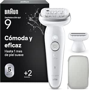 Braun Silk·épil 9 Women's Electric Epilator, Body Epilator with Pivoting Head, Trimmer Comb and Case, Epilate, Shave and Trim, Dry and Wet Use, Durable Soft Hair Removal, 9-041