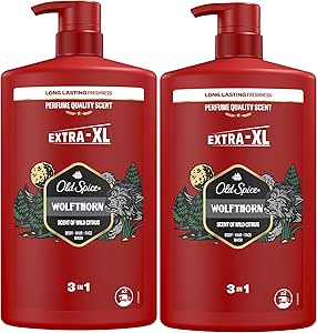 Old Spice Wolfthorn Shower Gel and Shampoo for Men 2 x 1000 ml, 3 in 1 Multi-Purpose Gel for Face, Body and Hair, Lasting Freshness, Exceptional Fragrance, Deep Cleansing