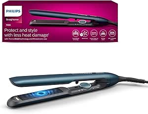Plancha de pelo serie 7000 de Philips con tecnología ThermoShield en color azul [modelo BHS732/00]