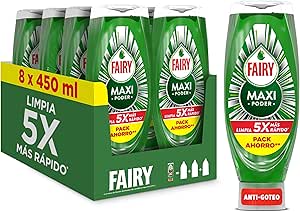 Fairy MaxPower Líquido Lavavajillas 450ml, Limpieza Fácil Y Sin Esfuerzo Incluso En Las Ollas Y Sartenes Más Grasientas