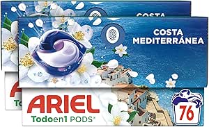 Ariel All in 1 PODS Sea Breeze & Jasmine, Liquid Washing Machine Detergent Capsules, 76 Washes, Limited Edition Mediterranean Coast