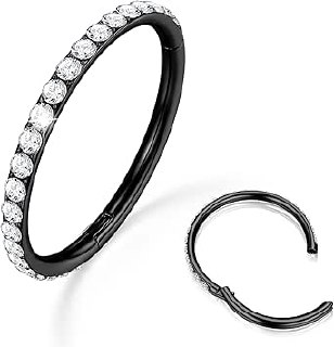 BodyBonita Nose Hoop Piercing – 316L Stainless Steel Septum Piercing 20G/18G/16G Cubic Zirconia Helix Piercing Tragus Man Woman Daith Rook Cartilage Conch Ear Piercing Earrings Hoops 6-12 mm