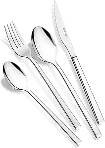 BRA Verona 16-Piece Cutlery Set, 18/10 Stainless Steel, with Chopper Knife, High Gloss Polished Finish