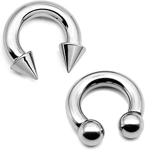 Crdifu 2Pcs PA Ring Horseshoe Circular Barbell 316L Surgical Steel Internally Threaded Piercing Body Jewelry (2-6mm)