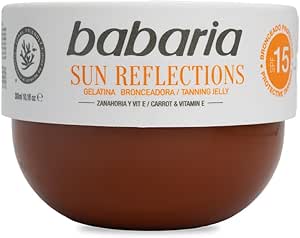 Babaria Carrot Tanning Gelatin SPF15, 300 ml – Tan Accelerator with Medium Protection – Vitamin E and Niacinamide – Tan Accelerator