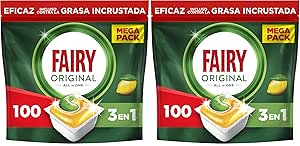 Fairy Original All In One Dishwasher Capsules Lemon, 100 Capsules (Pack of 2)