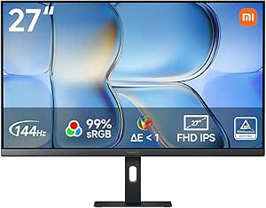 XIAOMI A27i 2026 27 Inch FHD Monitor, 144Hz FreeSync, HDR10, IPS, 99% sRGB, △E < 1, TÜV Low Blue Light Certification (1920 x 1080/HDMI 2.0/DP 1.4)