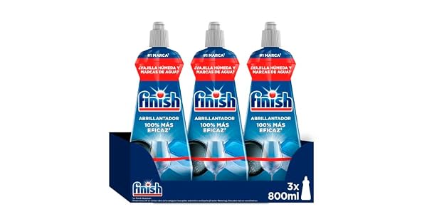 Finish Powerball Abrillantador Lavavajillas vajilla seca brillante y sin marcas  3 unidades x 800ml  Total 600 lavados