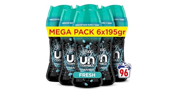 Lenor UNstoppables Perlas de Perfume para la Ropa 96 Lavados 6 x 195g Suavizante con Fragancia Fresca Potenciador de Frescor
