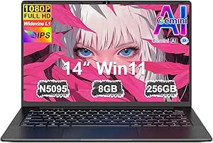Laptop 14 Inch Celeron N5095 Upto 2.9 GHz Laptops 8GB RAM 256GB SSD TF 1TB LPDDR4 Win11 5G WiFi 1920*1080 FHD Mini HDMl Laptop Protective Film Spanish – Gold Metallic Body-69
