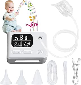 Aspirador Nasal para Bebe, Bestcool Aspirador Nasal Eléctrico Bebé | 5Kpa Aspirador Nasal Recargable con 3 Boquillas y 9 Niveles de Succión, LED Luz & Música Relajante