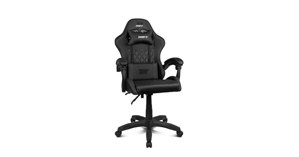 Drift Gaming DR35  Silla Profesional Polipiel Reposabrazos Acolchados Pistn Clase 3 Base Nylon Reforzada Asiento basculante Altura Regulable Cojn LumbarCervical Negro