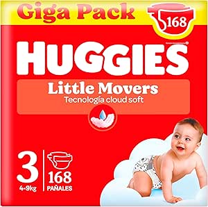 Huggies Little Movers Baby Diapers with Disney Designs Size 3 (4-9 kg), Skin Comfort 24/7, 3 Packs of 56, Total 168 Diapers