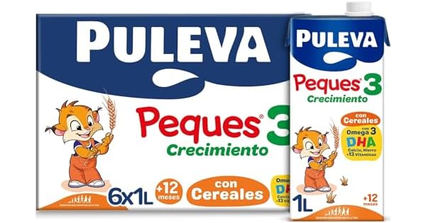 Puleva Peques 3 Cereales Leche de Crecimiento 12 Meses Pack 6 X 1l