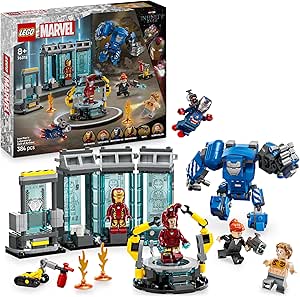 LEGO | Marvel Iron Man Lab: Room of Armor, Superhero Building Toy with Articulated Mecca Figure and 5 Minifigures, Avengers Gift for 8+ Year Old Boys and Girls76315