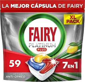 Fairy Platinum Plus Dishwasher Capsules for Lemon Machine, 59 Capsules | Our Best Clean That Leaves Dishes Like New, Eliminates Lack Of Shine And Prevents Lime