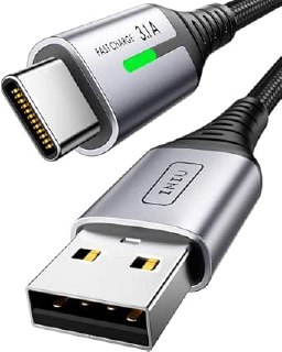 INIU USB A USB C Cable, [2m] QC 3.0 and 3.1A Fast Charging USB C Cable, Nylon Braided Alloy USB Type C Charger Cable Compatible with iPhone 17 16 Pro Max Samsung S25 24 Huawei Xiaomi Pixel ECC.