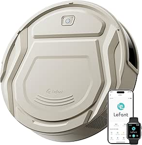 Lefant Robot Vacuum Cleaner 2200Pa, Silencer 55dB, 120min Autonomy, 6 Cleaning Modes, Prevent Tangles, Self-Charging, Ideal for Pet Hair Hard Floors, WiFi/Alexa/App, M210 Pro Champagne