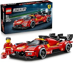 LEGO Speed Champions Ferrari 499P Toy Racing Car - Model Kit with Collectible Pilot Minifigure - Sports Merchandising - Gift for 9+ Year Old Boys and Fans - 77261
