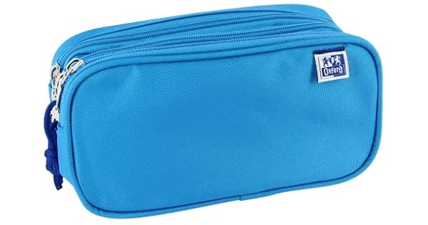 Oxford Estuche Escolar 3 Compartimentos Goma Elstica 3 Cremalleras Color Azul Turquesa