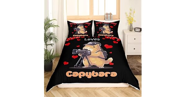 Lindo Capybara Funda Nrdica 135x200 Kawaii Capybara Impresin Ropa de Cama Set Regalos para los amantes de Capybara Funny Capybaras Funda de edredn Rstico Casa de Campo Roedores Animales Capybara