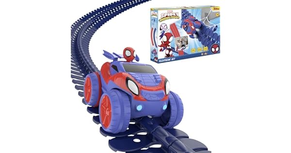 Smoby Flextreme Spidey Pistas Flexibles para Coche de Spidey Incluye Coche con Luces 184 tramos Hasta 44m de Psta 7600180918