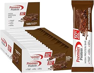 Premier Protein High Protein Bar Double Chocolate Cookie 16 x 40g – High Protein Low Sugar Riegel + Palm Oil Free