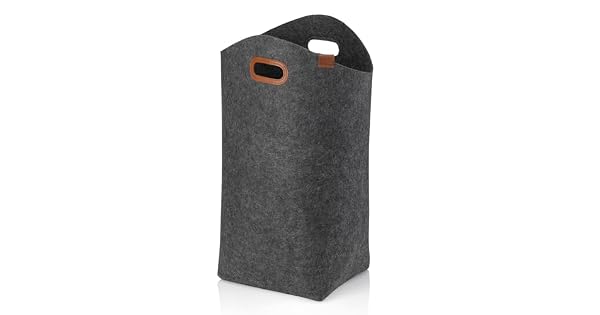 kela Bolsa de lavandera plegable de fieltro cestas de lavandera recogedor de ropa 61 cm FAY asas reforzadas gris oscuro