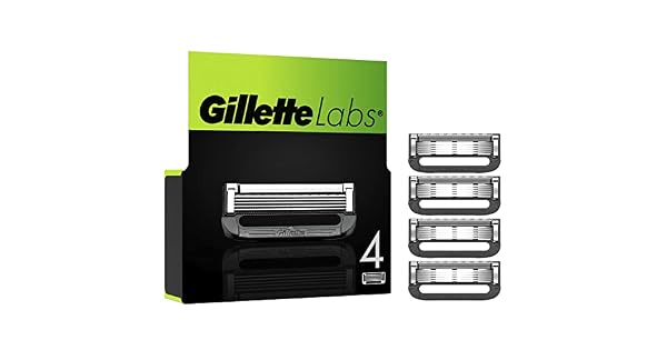 GilletteLabs Hojas Para Maquinilla De Afeitar Para Hombre Pack De 4 Recambios Compatibles Con GilletteLabs Con Barra Exfoliante y Heated Razor
