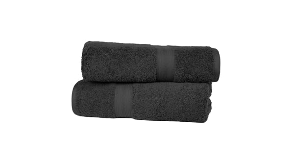 Amazon Basics Juego Toallas Bao 100 Algodn Toalla Ducha 70x140 cm Negro Pack 2 Unidades