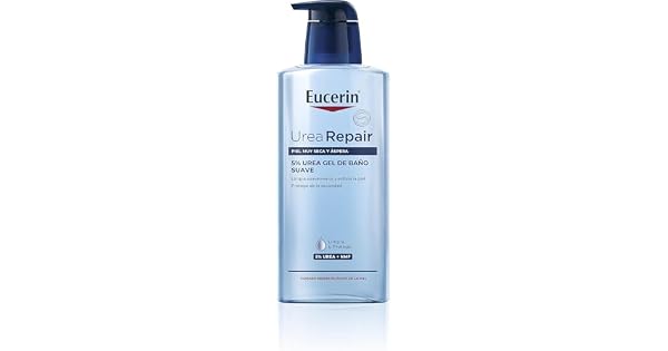 Eucerin UreaRepair 5  Urea Gel de Bao Suave 400 ml limpiador de cara y cuerpo hidratante y exfoliante para un alivio inmediato espuma limpiadora para piel seca y muy seca